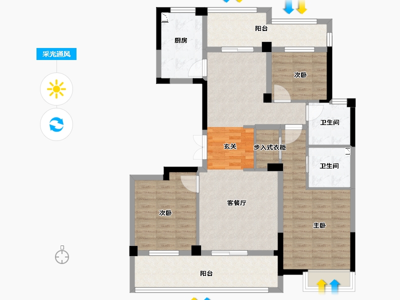 浙江省-衢州市-华达龙都锦城-108.00-户型库-采光通风