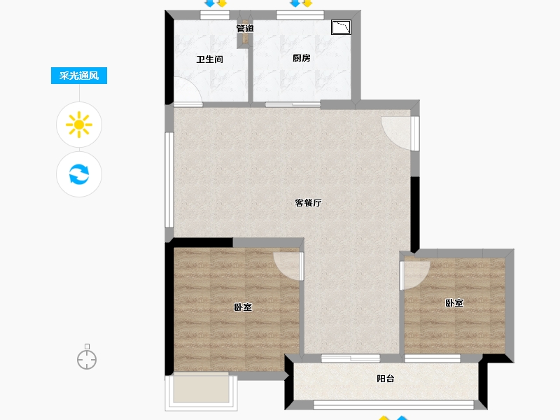 浙江省-宁波市-恒厚·阳光里-67.00-户型库-采光通风