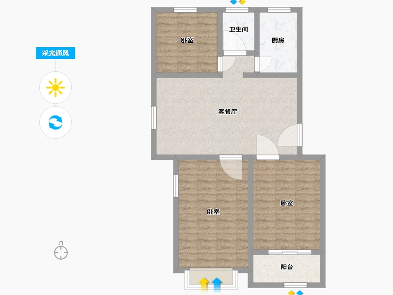 浙江省-湖州市-东城华府（二期）-85.00-户型库-采光通风