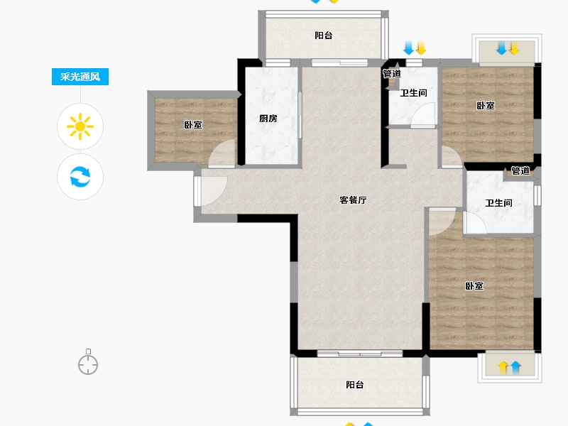 福建省-泉州市-奥能金港湾-101.00-户型库-采光通风