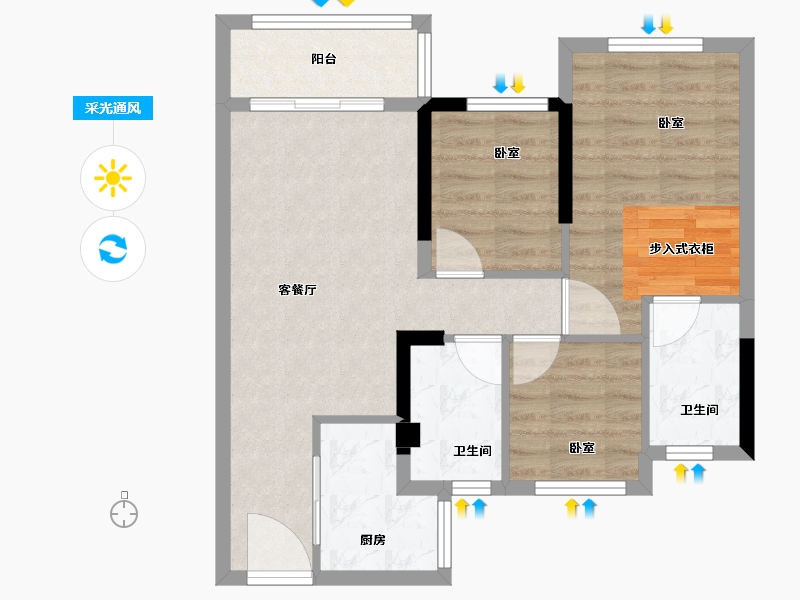 福建省-泉州市-美岭新榜园-67.00-户型库-采光通风