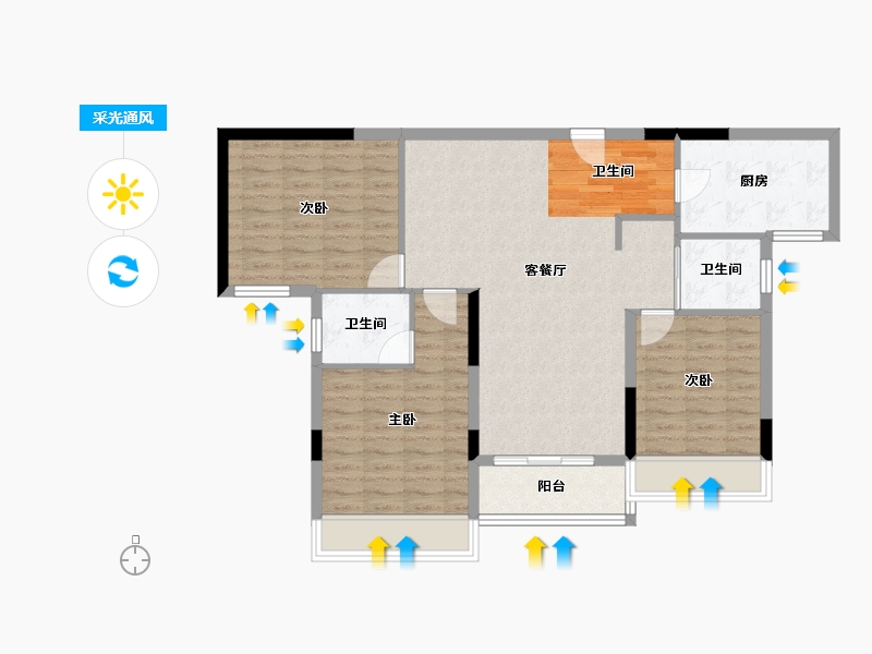 安徽省-黄山市-鸿威·春江丽景花园-94.25-户型库-采光通风