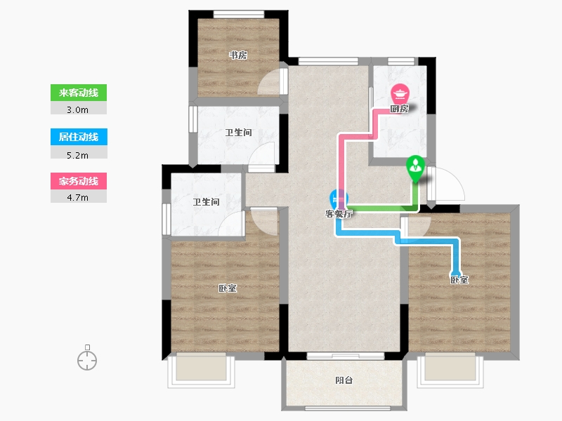 浙江省-嘉兴市-水岸名邸-77.86-户型库-动静线