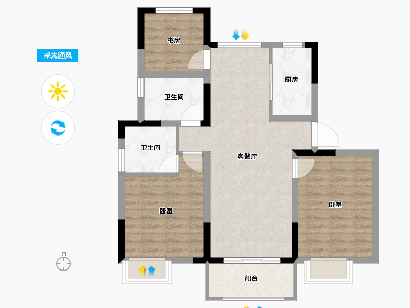 浙江省-嘉兴市-水岸名邸-77.86-户型库-采光通风