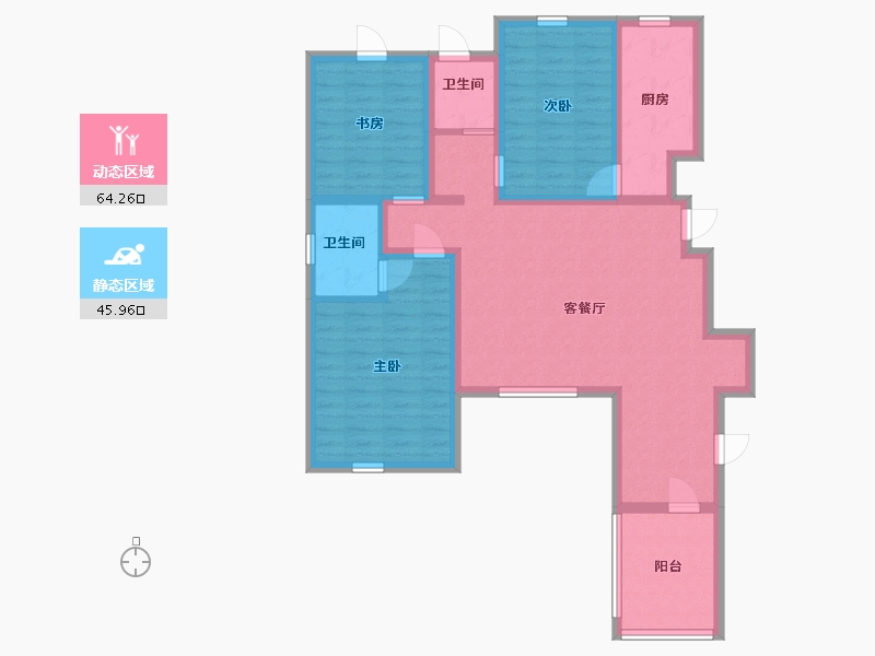 山东省-青岛市-嶺海香澜郡瑜院-98.00-户型库-动静分区