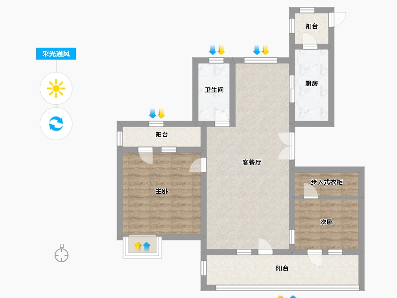 山东省-青岛市-嶺海香澜郡瑜院-75.99-户型库-采光通风