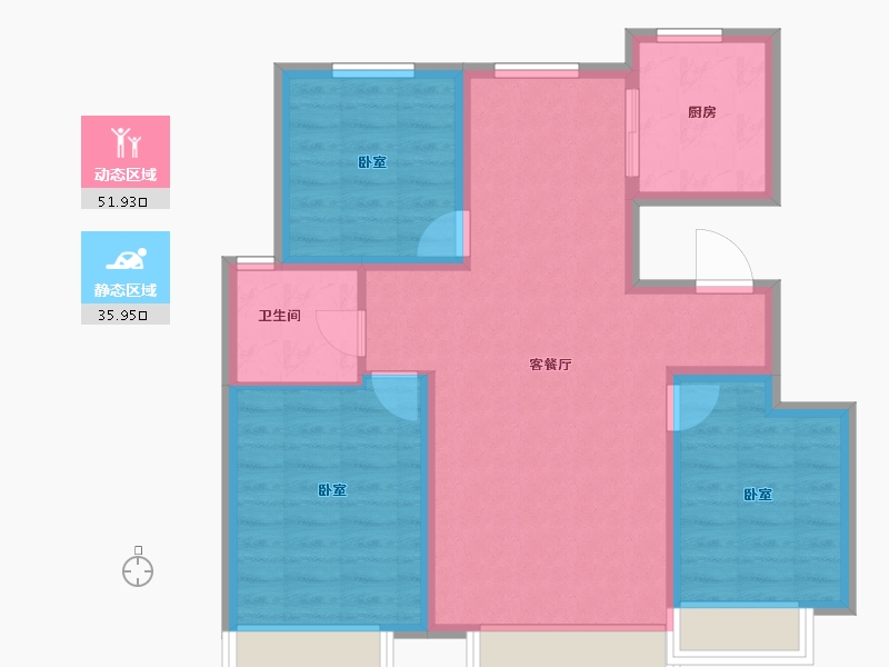 新疆维吾尔自治区-乌鲁木齐市-汇臻城·臻园-78.64-户型库-动静分区