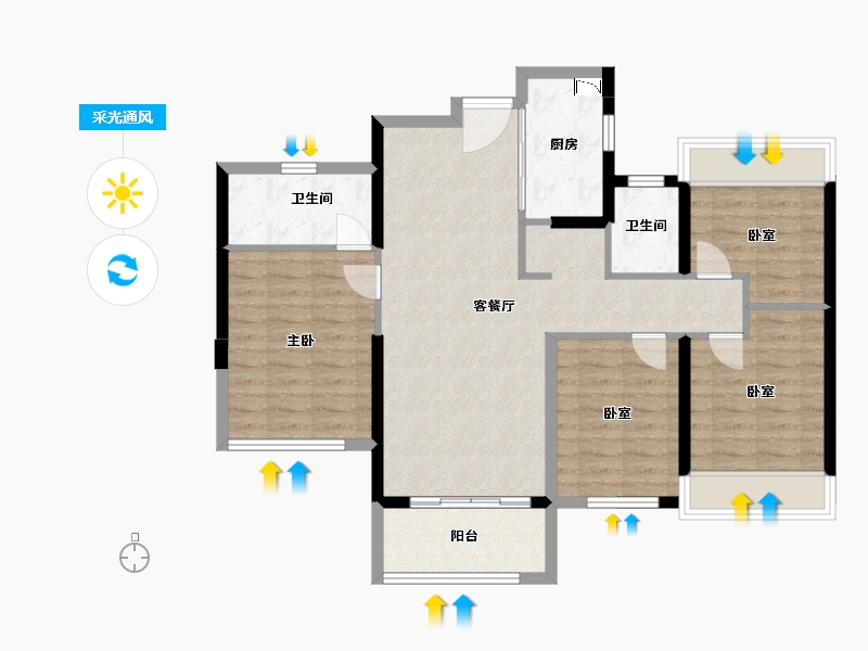 福建省-泉州市-阳光城愉景湾-92.00-户型库-采光通风