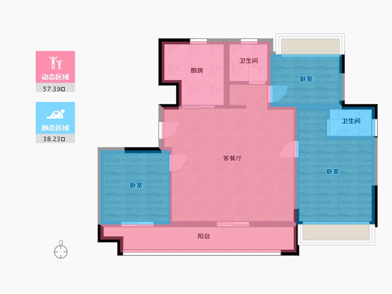 宁夏回族自治区-银川市-融创枫丹壹号-85.17-户型库-动静分区