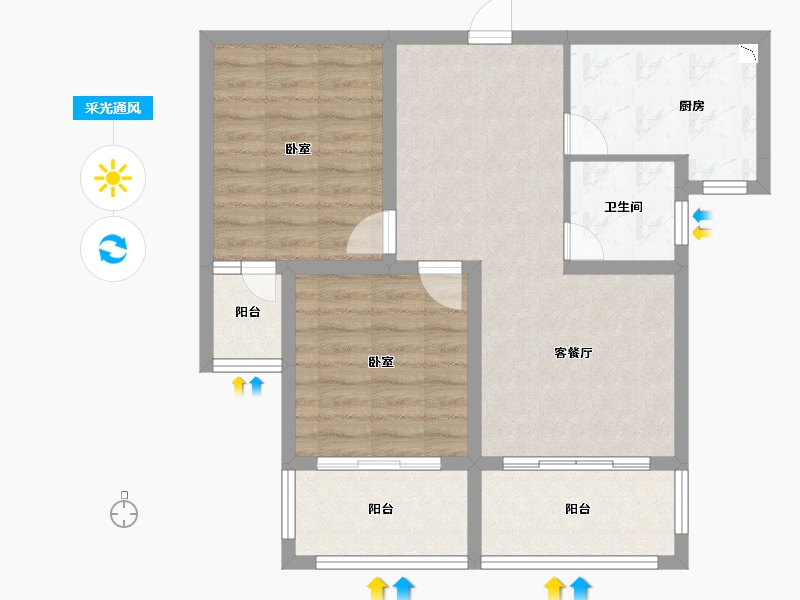 安徽省-马鞍山市-宁泽园-72.86-户型库-采光通风