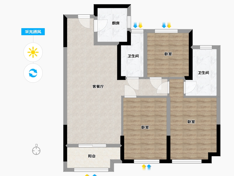 浙江省-湖州市-久立东华府-89.00-户型库-采光通风