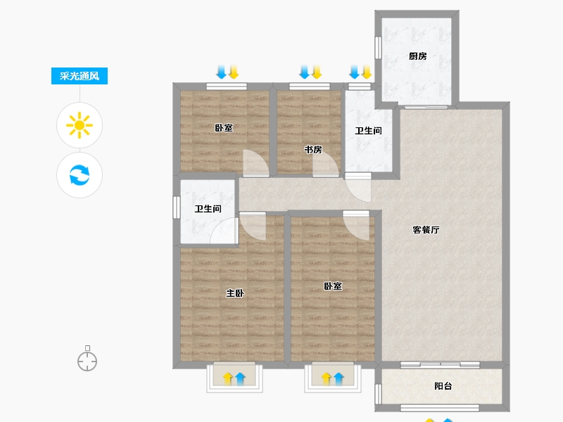 山东省-淄博市-东方紫郡-112.01-户型库-采光通风