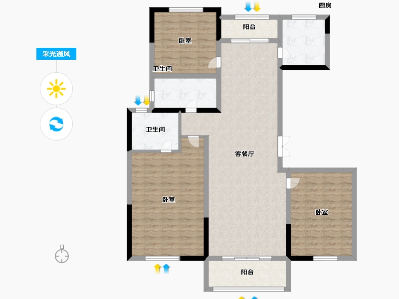 山东省-济南市-中铁逸都阅山-117.00-户型库-采光通风