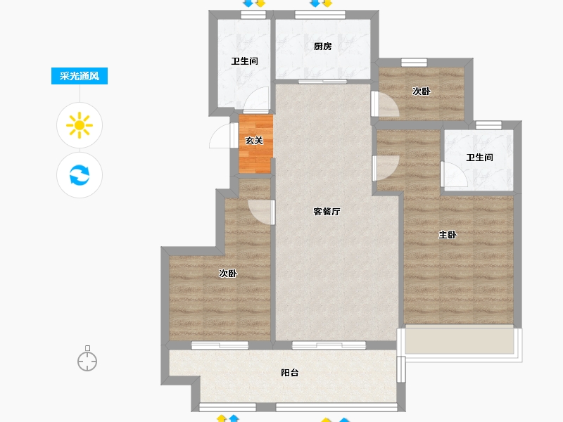 安徽省-黄山市-大家·黄山雅园·溪山悦-78.00-户型库-采光通风