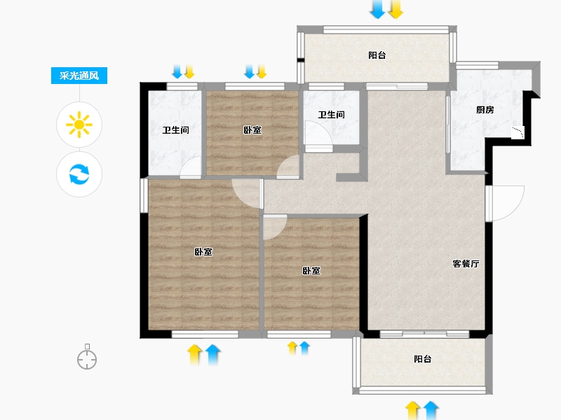 福建省-莆田市-外滩壹号-95.62-户型库-采光通风