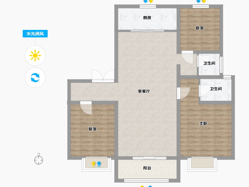 山东省-淄博市-东方紫郡-104.00-户型库-采光通风