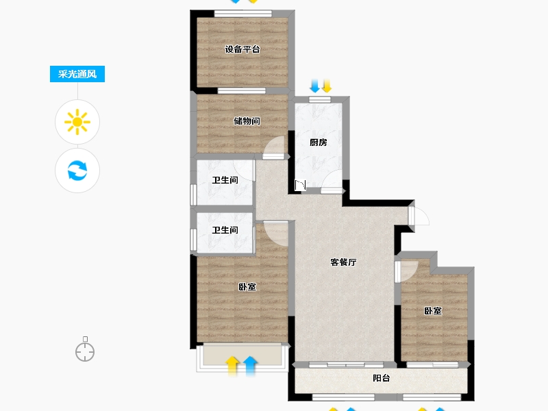 安徽省-合肥市-文一豪门金地-81.64-户型库-采光通风