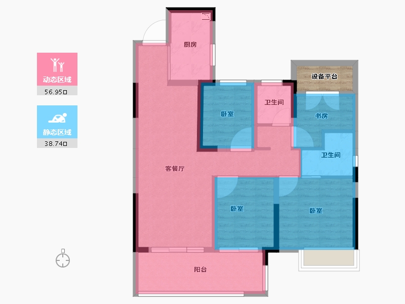 安徽省-合肥市-谊华雍景府-87.95-户型库-动静分区