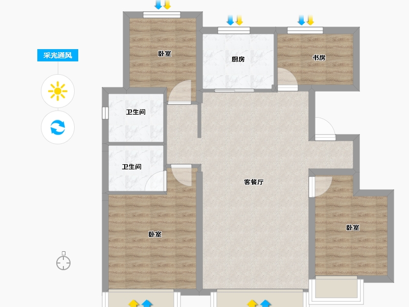 新疆维吾尔自治区-乌鲁木齐市-汇臻城·臻园-85.86-户型库-采光通风