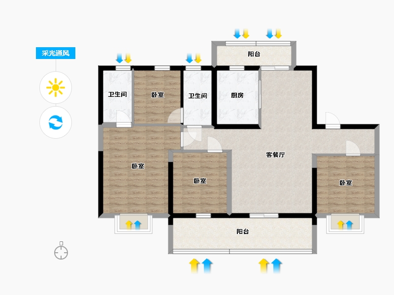 宁夏回族自治区-银川市-碧桂园幸福印记-110.09-户型库-采光通风