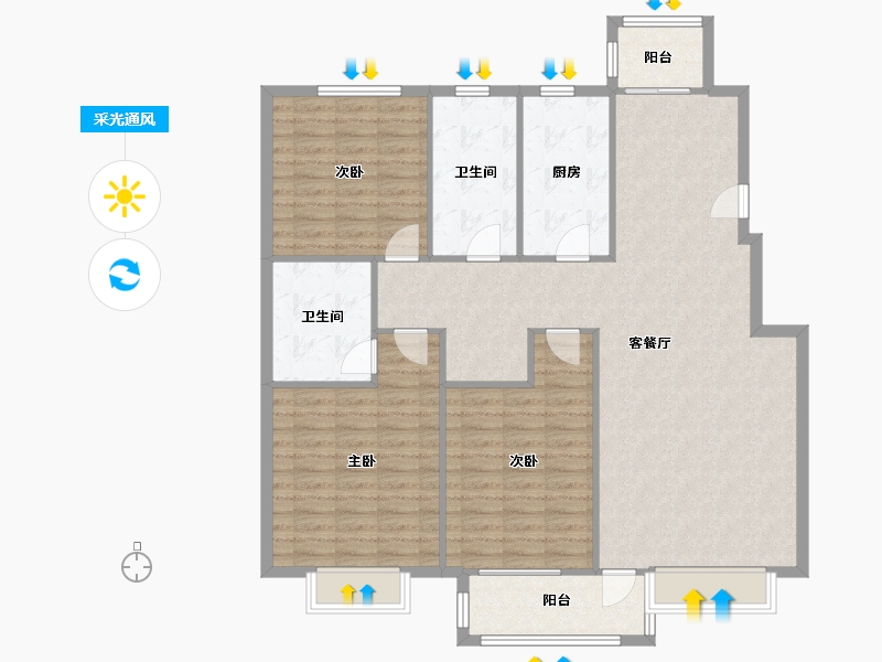 山东省-青岛市-香汕公馆-131.70-户型库-采光通风