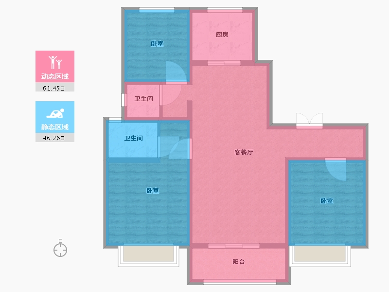 山东省-淄博市-东方紫郡-96.00-户型库-动静分区