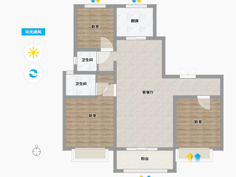 山东省-淄博市-东方紫郡-96.00-户型库-采光通风