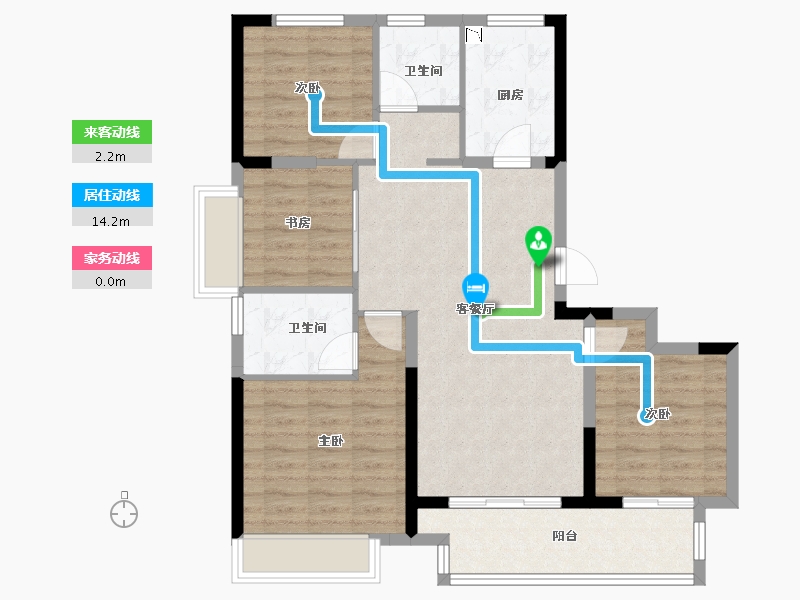 江苏省-苏州市-洛克公园-90.85-户型库-动静线