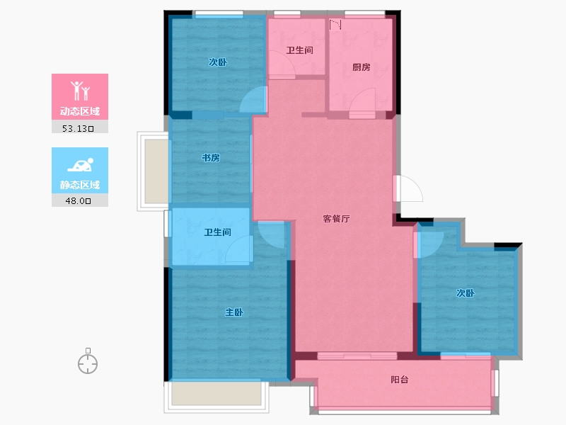 江苏省-苏州市-洛克公园-90.85-户型库-动静分区