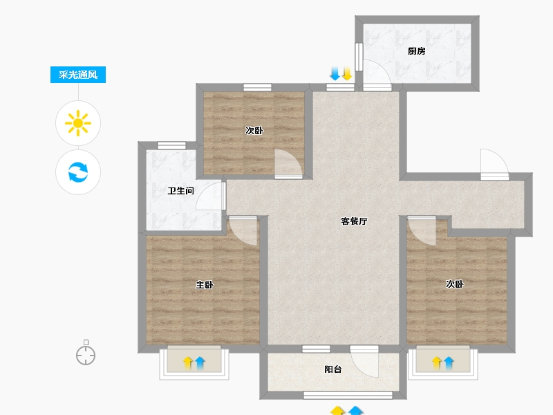 山东省-青岛市-中海林溪世家-88.01-户型库-采光通风