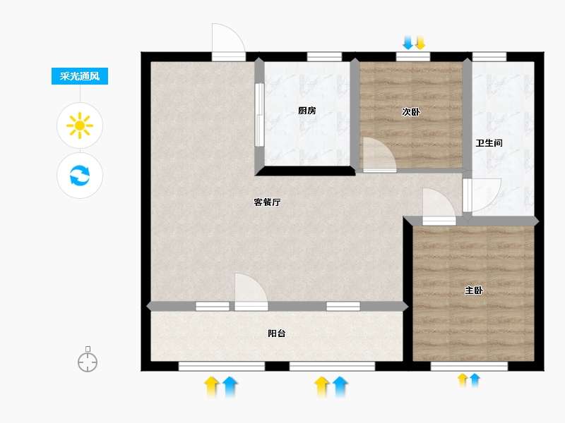 山东省-青岛市-中海林溪世家-71.00-户型库-采光通风