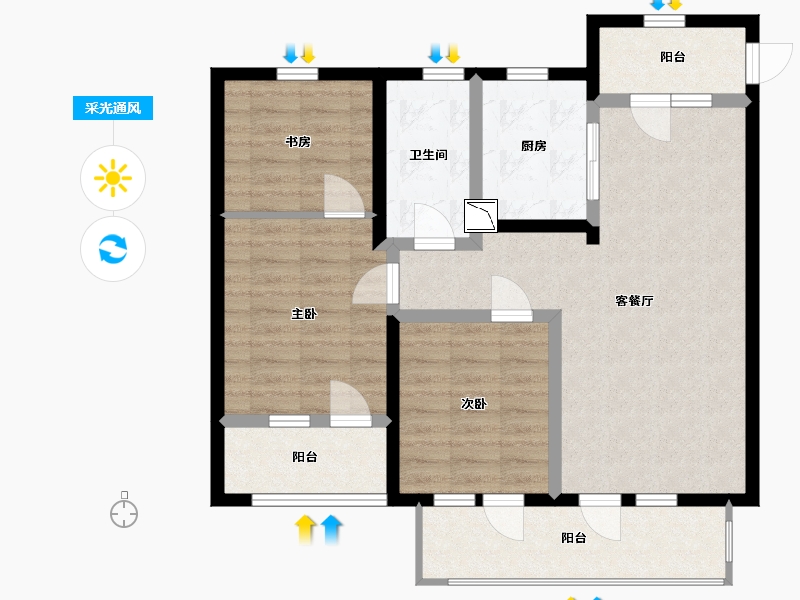 山东省-青岛市-中海林溪世家-87.00-户型库-采光通风