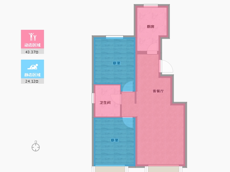 新疆维吾尔自治区-乌鲁木齐市-汇臻城·臻园-60.13-户型库-动静分区