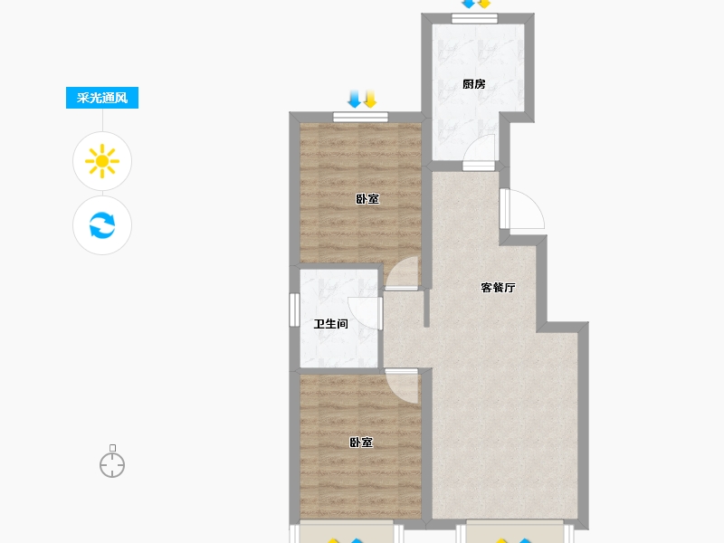 新疆维吾尔自治区-乌鲁木齐市-汇臻城·臻园-60.13-户型库-采光通风