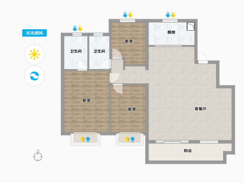 安徽省-合肥市-中海世家-116.06-户型库-采光通风