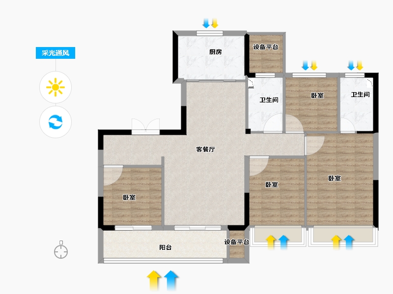 浙江省-丽水市-世茂云图-111.01-户型库-采光通风