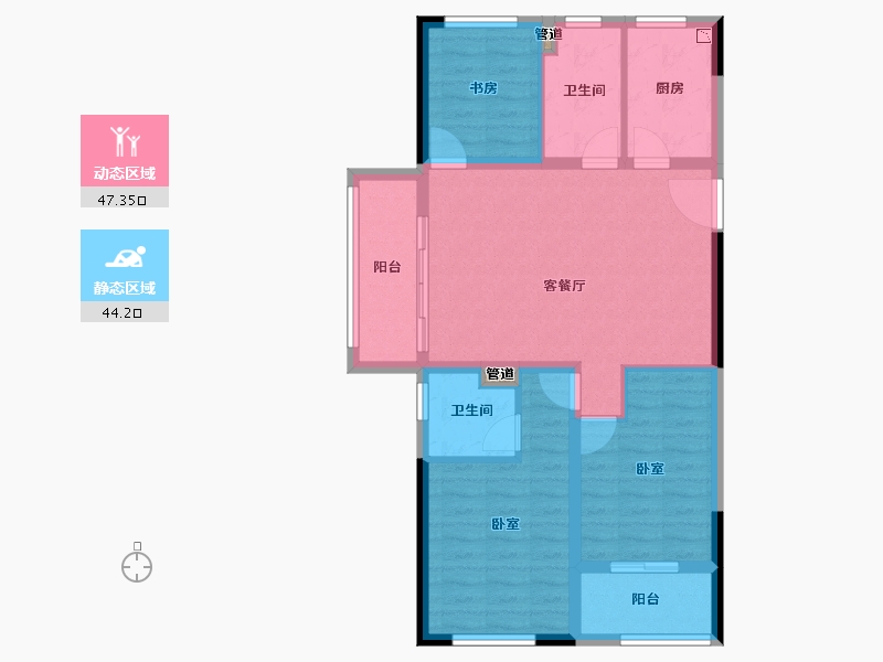 浙江省-宁波市-恒厚·阳光里-82.08-户型库-动静分区