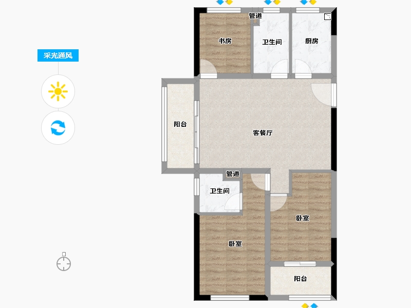 浙江省-宁波市-恒厚·阳光里-82.08-户型库-采光通风