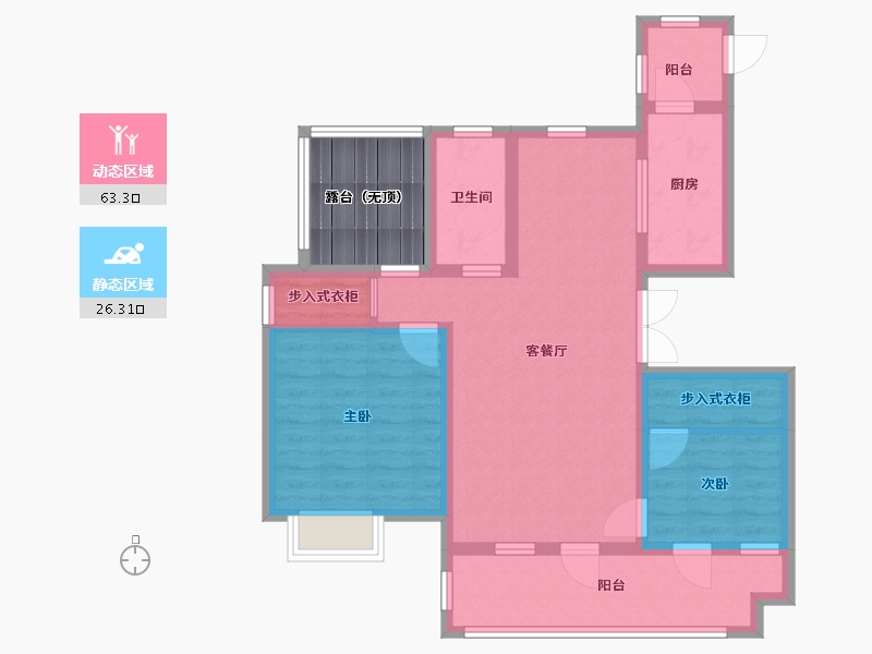 山东省-青岛市-嶺海香澜郡瑜院-86.00-户型库-动静分区