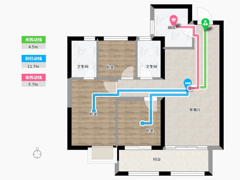 福建省-龙岩市-城发汇金望郡-70.00-户型库-动静线