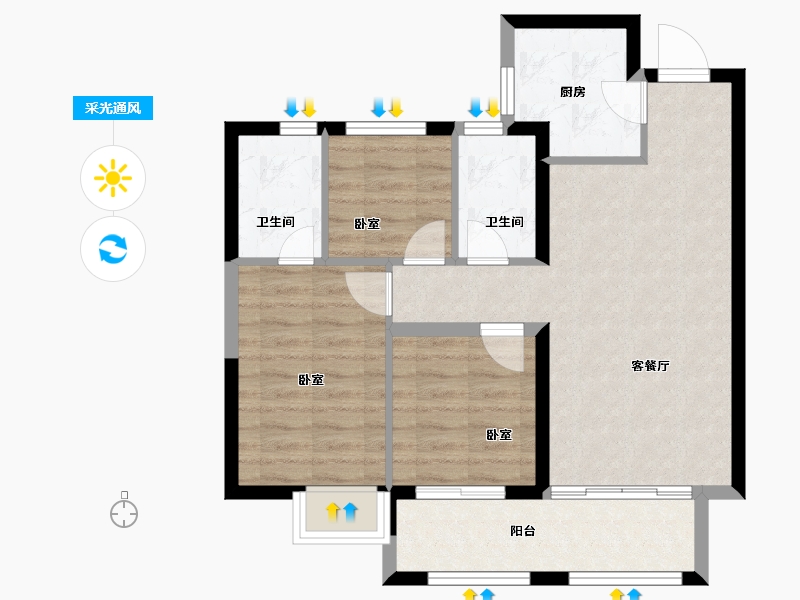 福建省-龙岩市-城发汇金望郡-70.00-户型库-采光通风