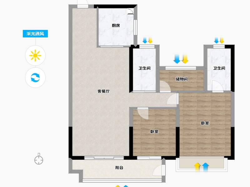 浙江省-湖州市-碧桂园江山赋-94.00-户型库-采光通风