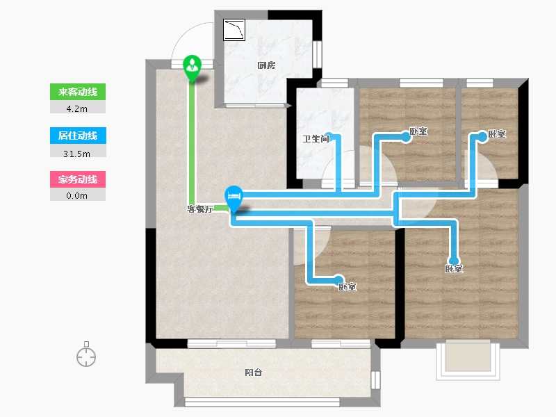 福建省-龙岩市-上杭融侨观邸-71.00-户型库-动静线