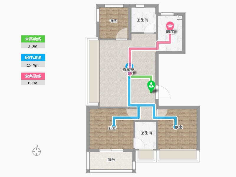 浙江省-衢州市-碧桂园西溪原著-75.00-户型库-动静线