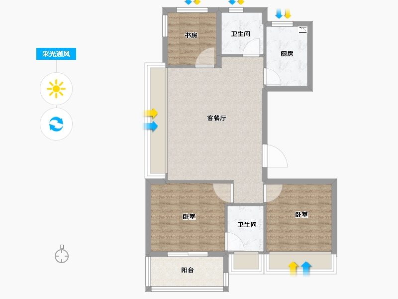 浙江省-衢州市-碧桂园西溪原著-75.00-户型库-采光通风