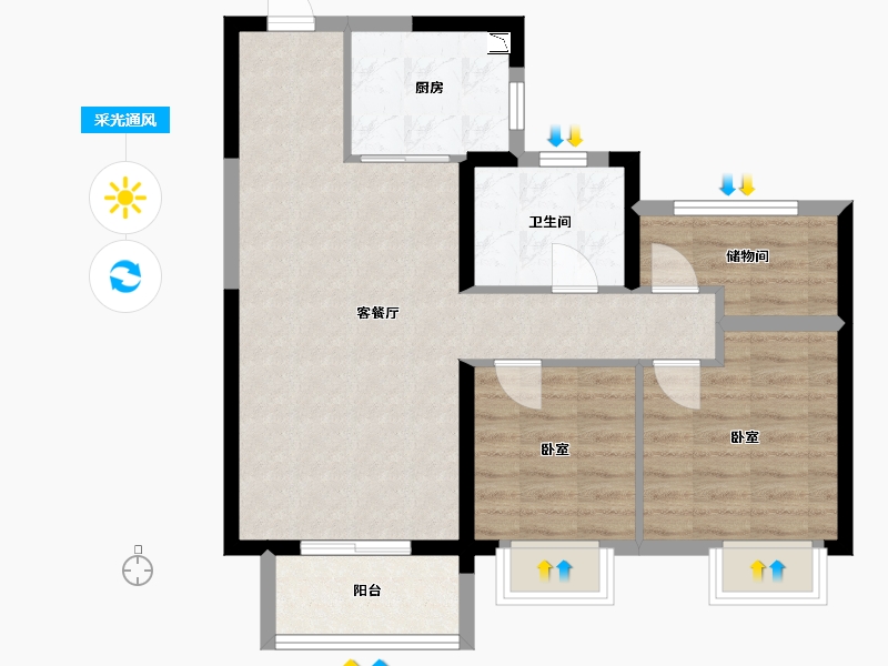 浙江省-湖州市-碧桂园江山赋-71.00-户型库-采光通风