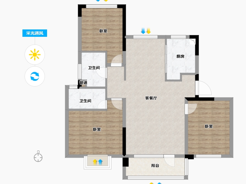 山东省-青岛市-开元城开元盛景-92.00-户型库-采光通风