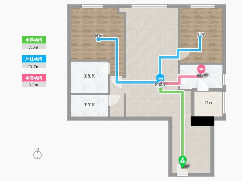 浙江省-杭州市-重庆来福士住宅-85.34-户型库-动静线