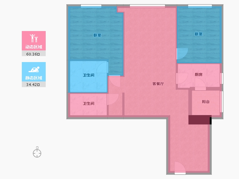 浙江省-杭州市-重庆来福士住宅-85.34-户型库-动静分区