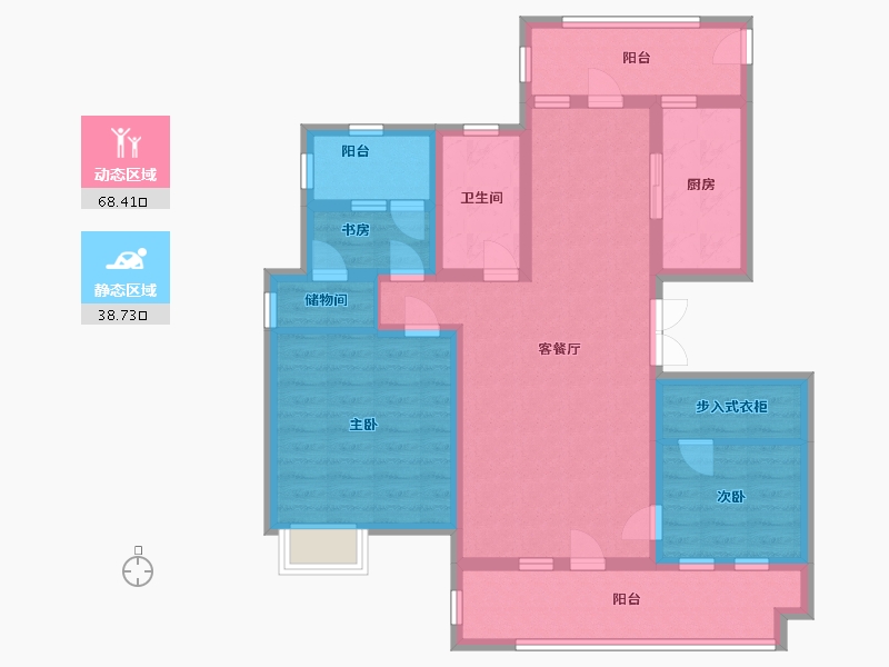 山东省-青岛市-嶺海香澜郡瑜院-94.00-户型库-动静分区